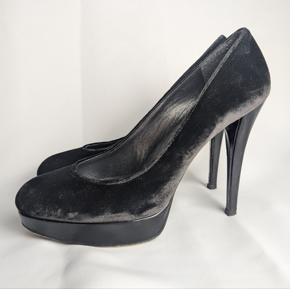 STUART WEITZMAN Black Velvet Platform Heel Formal Women Shoes Size 7 - Picture 4 of 10